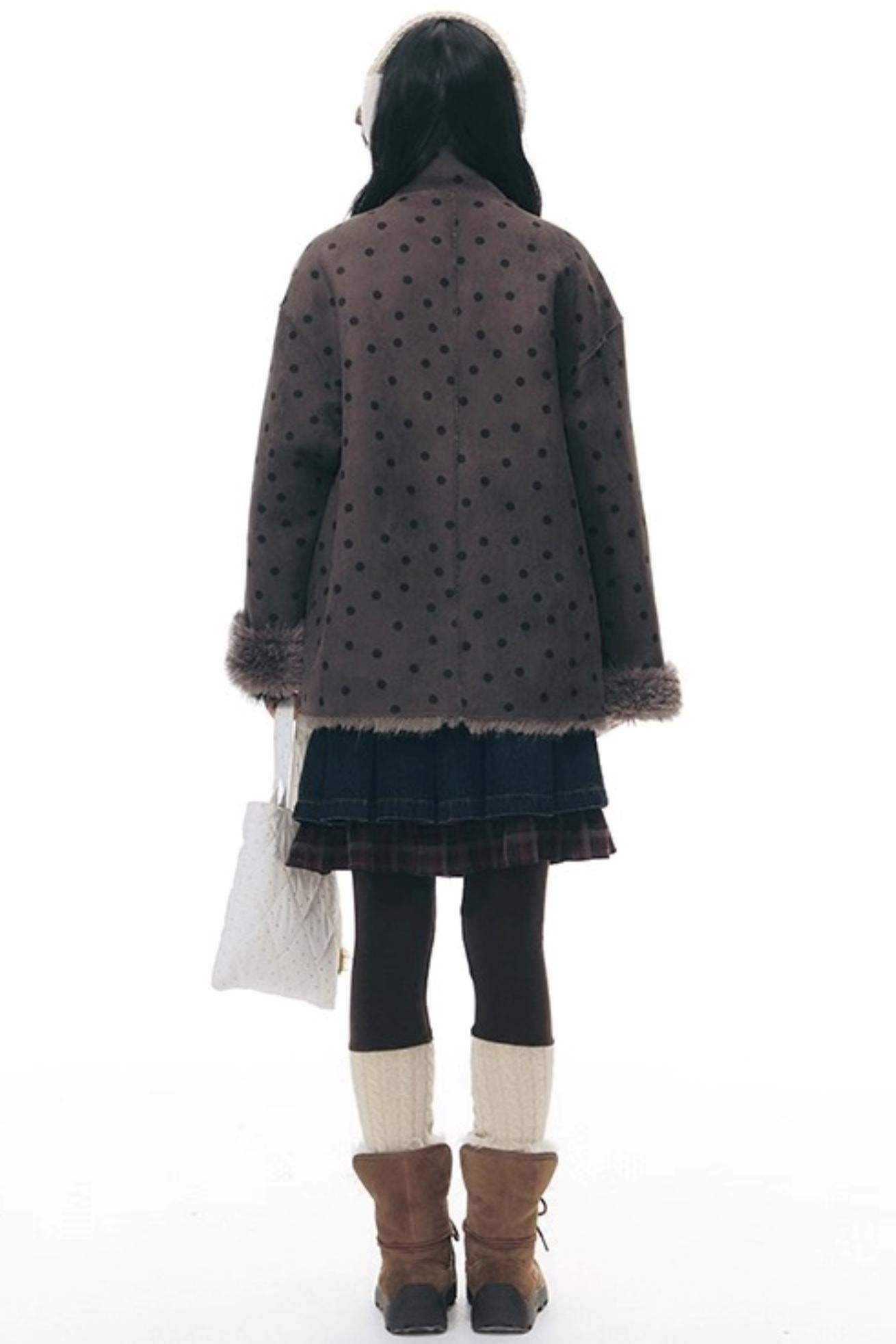 Reversible Polka Dot Fur Coat