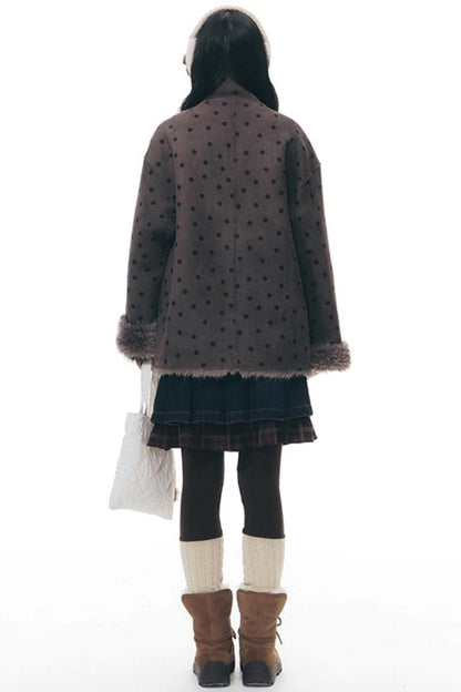 Reversible Polka Dot Fur Coat