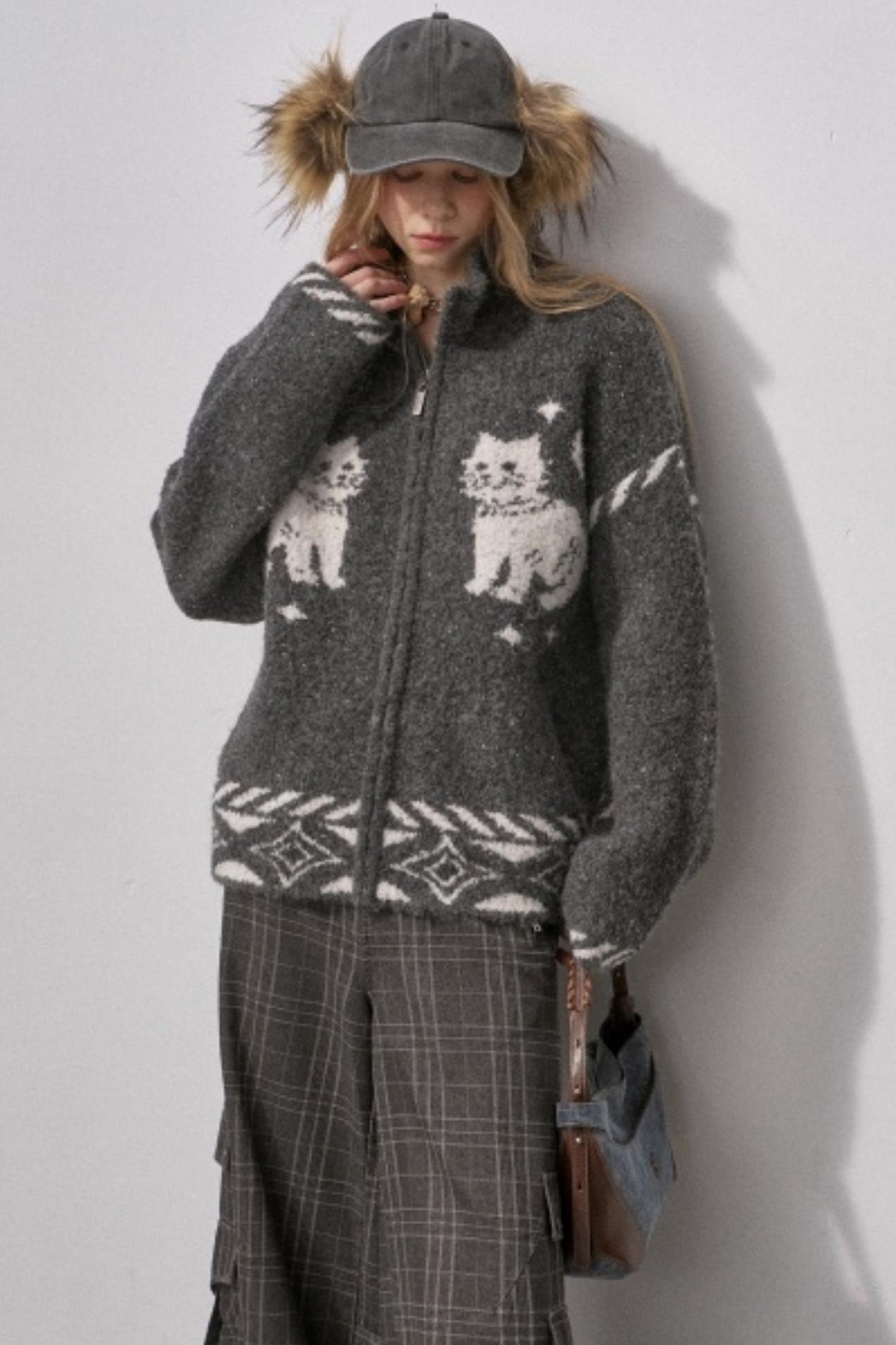 Star Kitty Jacquard Cardigan