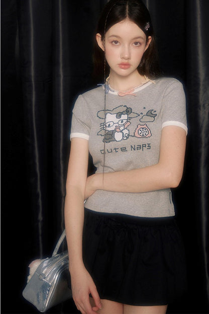 Original Cartoon Print Crop Top