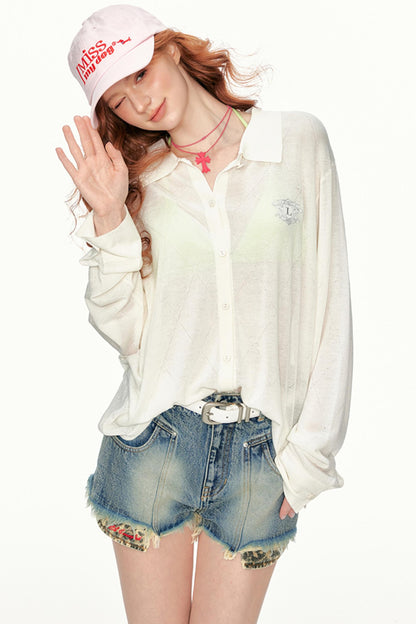 Summer Embroidered Knit Shirt