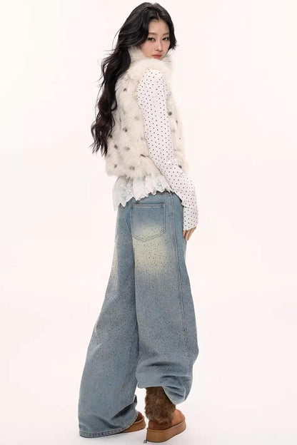 Galaxy Starry Wide-Leg Jeans