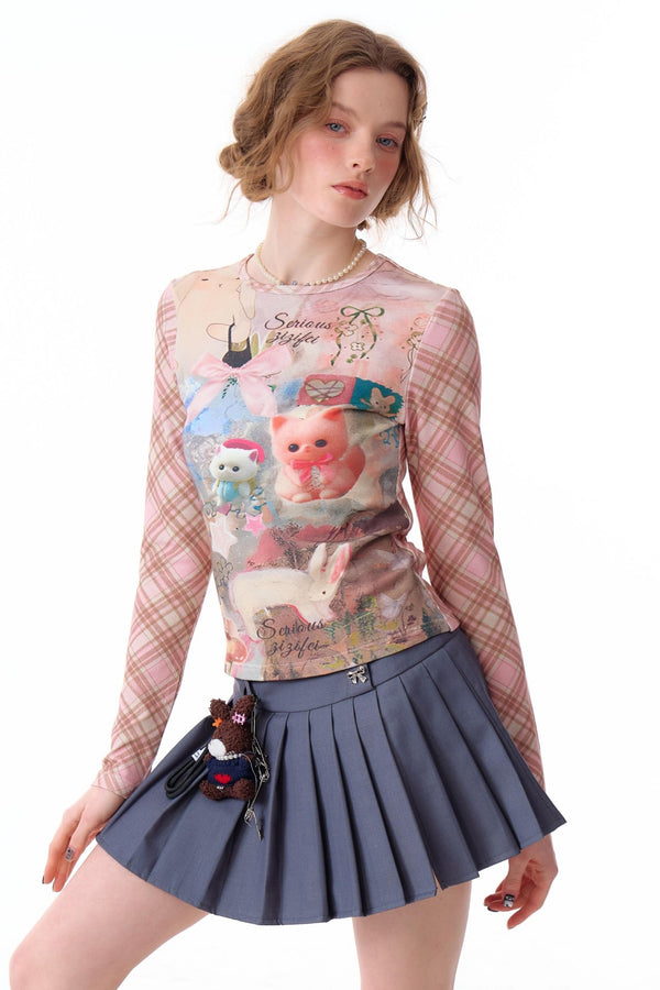 Pink Pattern Long-Sleeve Top