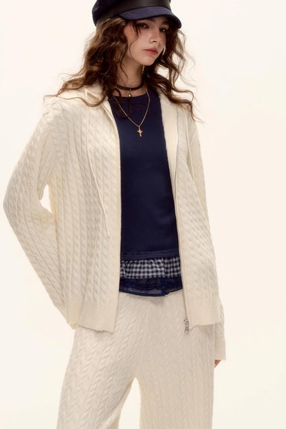 Wool Twist Hooded Knit Set-Up