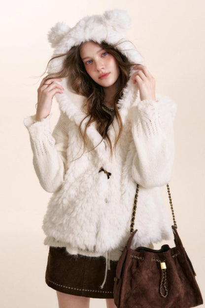Bear Fur Hooded Fleece Jacket