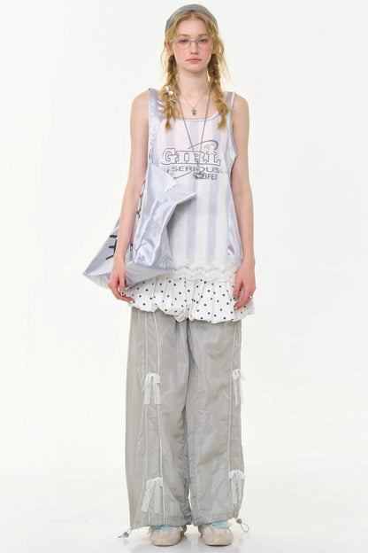 Sporty Gray Lace Tank