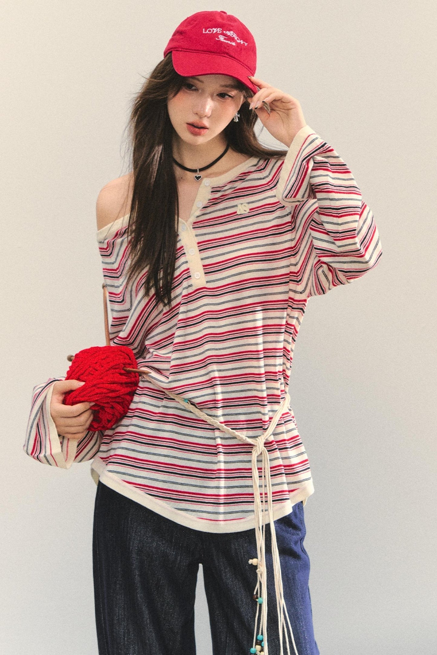 Pink Striped Knit Top