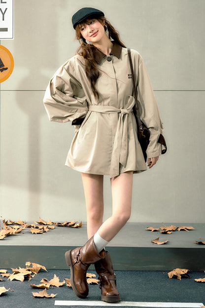 Retro Waisted Trench Coat