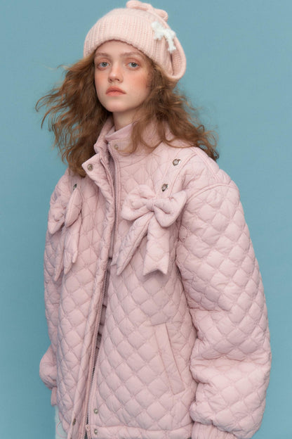 Winter Pink Bow Design Coat