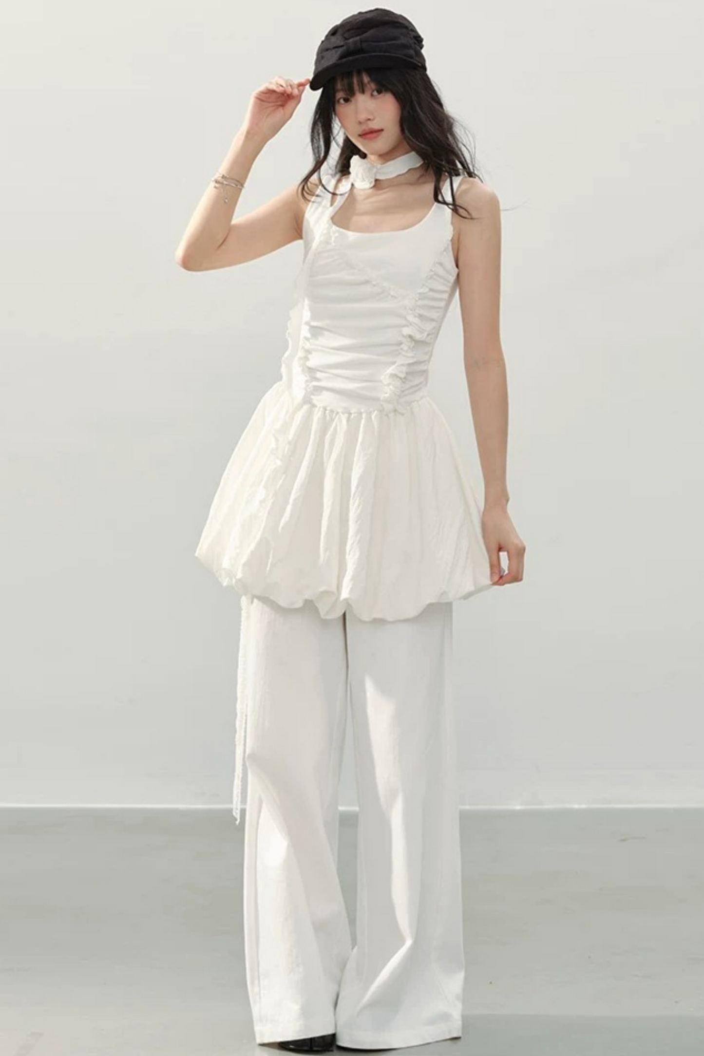 Vestido blanco con volantes Luna