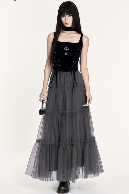 Love Letter Grey Mesh Skirt