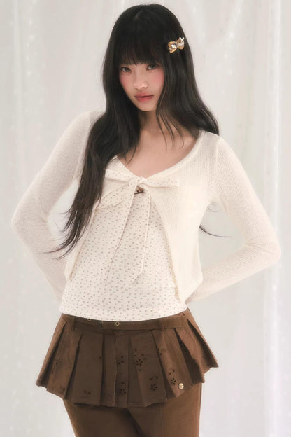 Floral Bow Tie Cardigan Matching Set