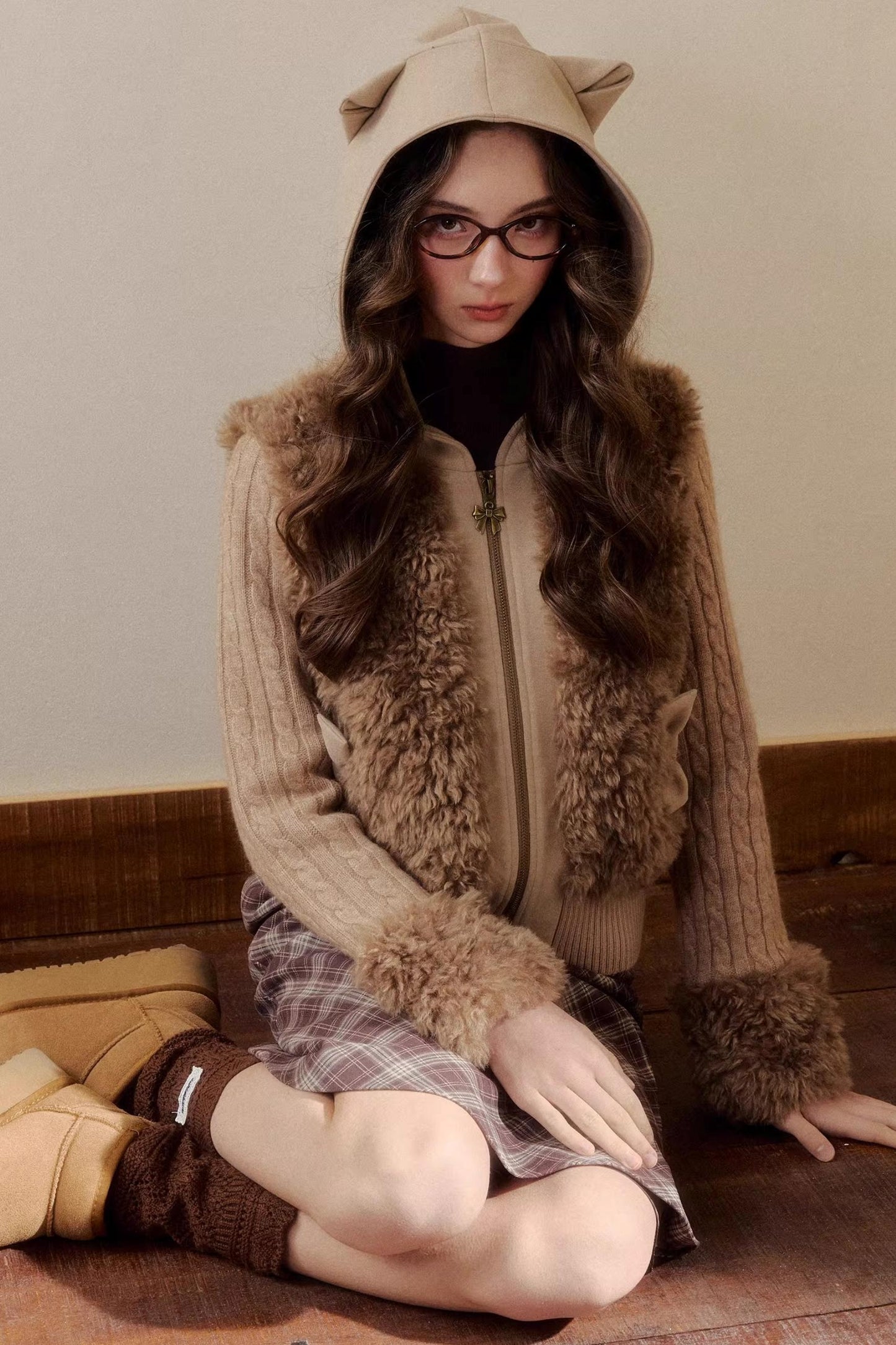 Eco-Friendly Fur Patchwork Jacket