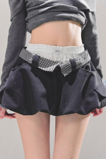 Plaid Floral A-Line Skirt