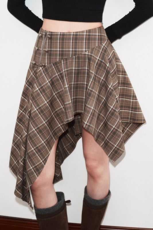 Slim Atmosphere Plaid Skirt