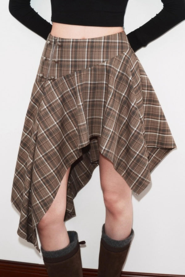 Slim Atmosphere Plaid Skirt