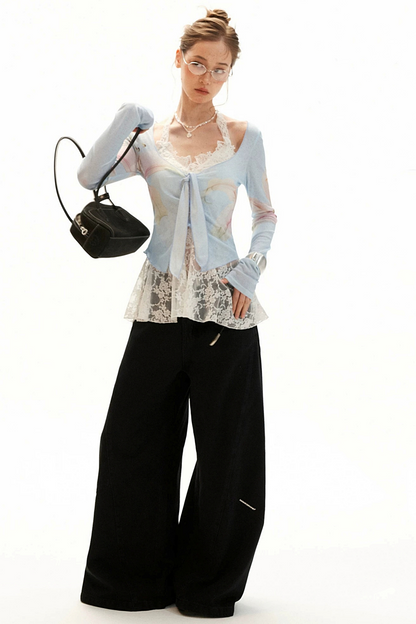 Slim Lace Bow-Tie Top Set-Up