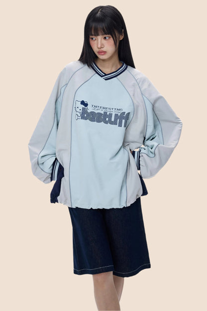 Monogram V-Neck Jersey Sweatshirt