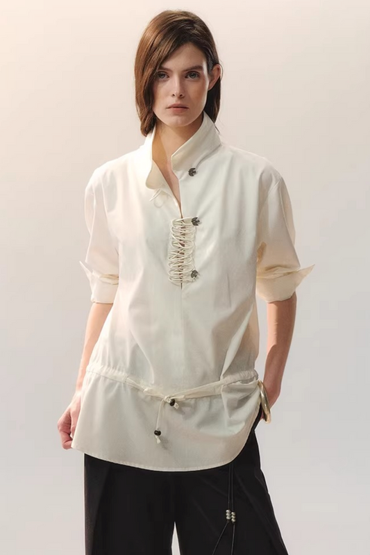 Feather Traces V-Neck Blouse