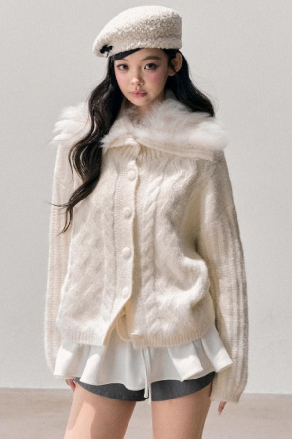 Fox Fur Knit Cardigan