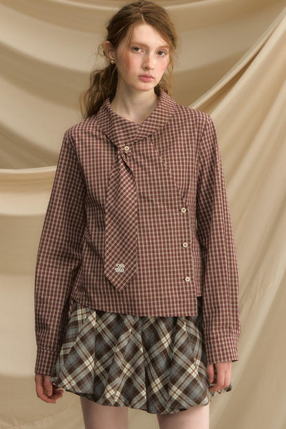 Relaxed Diagonal Plaid Shirt