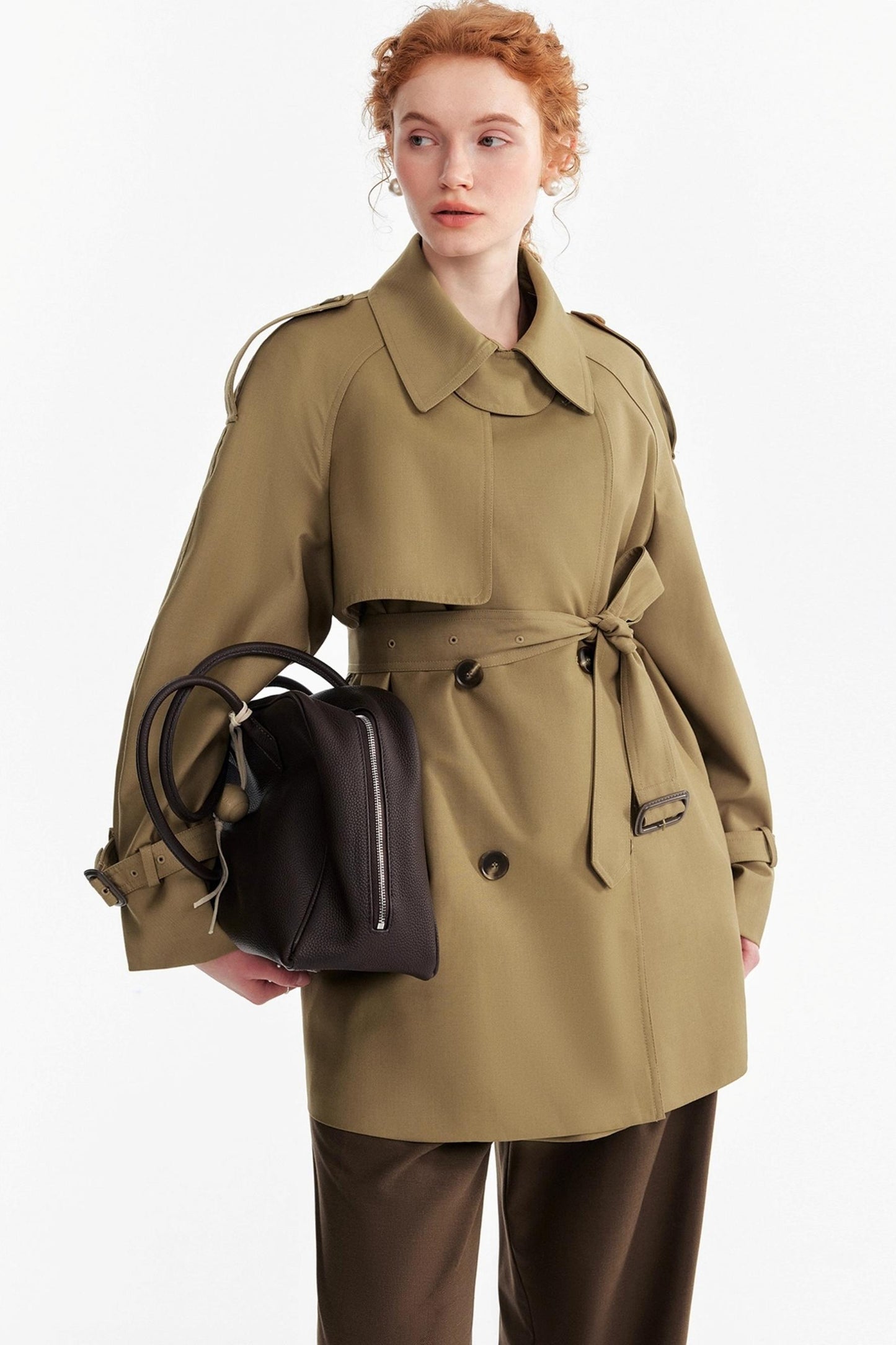 Petite Lace-up Trench Coat