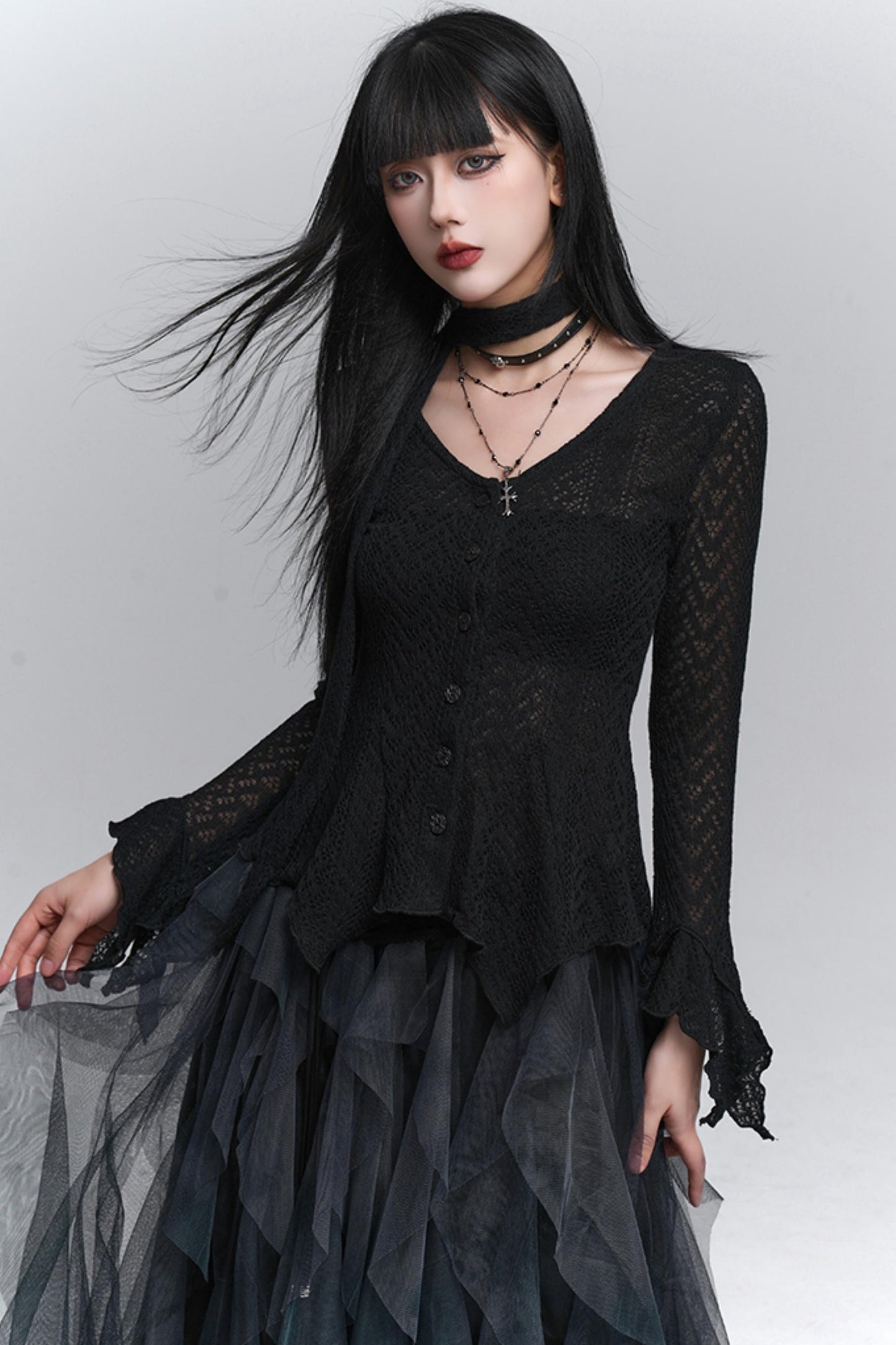 Gray Knitted Slim Top