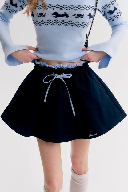 Drawstring Double Waist A-Line Puffy Skirt