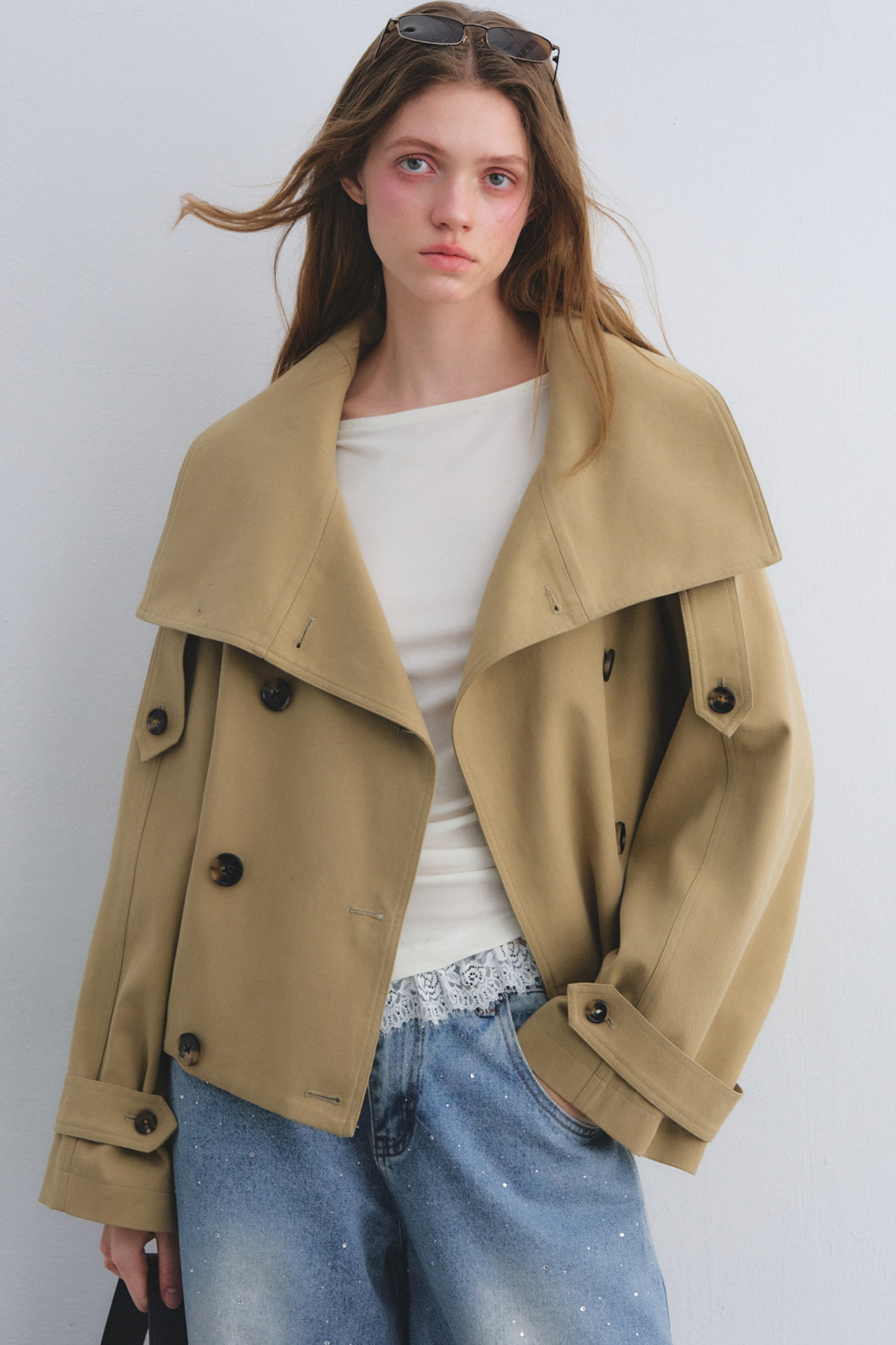 Flower Bud Cocoon Jacket Jeans Set-Up