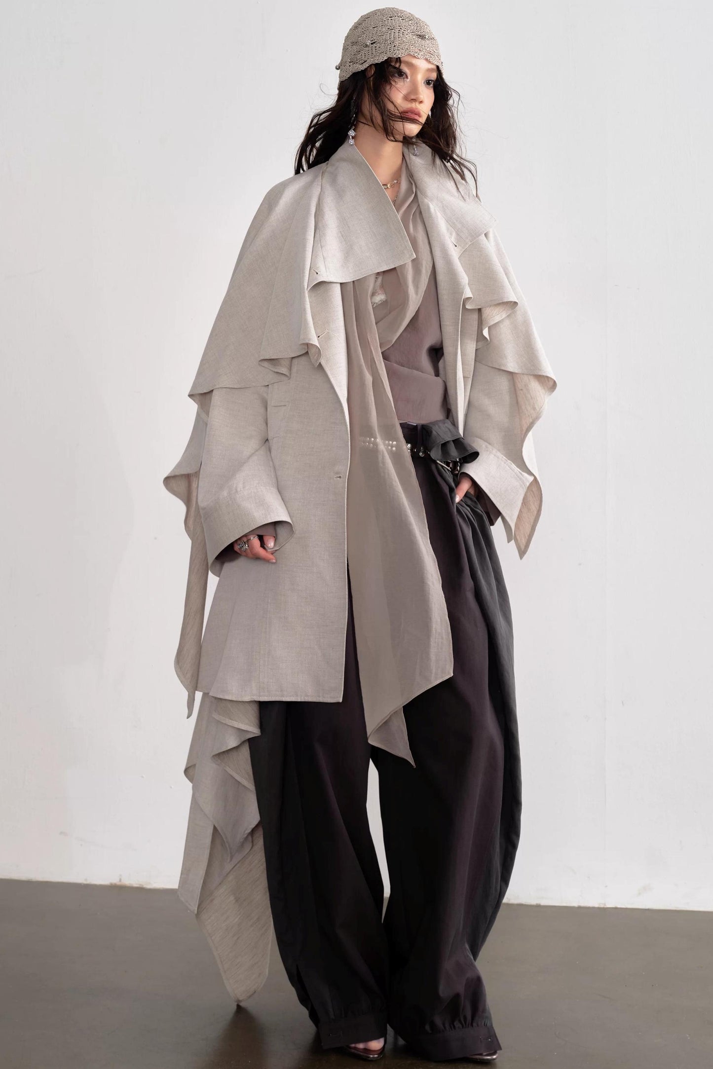 Gypsum White Linen Trench Coat