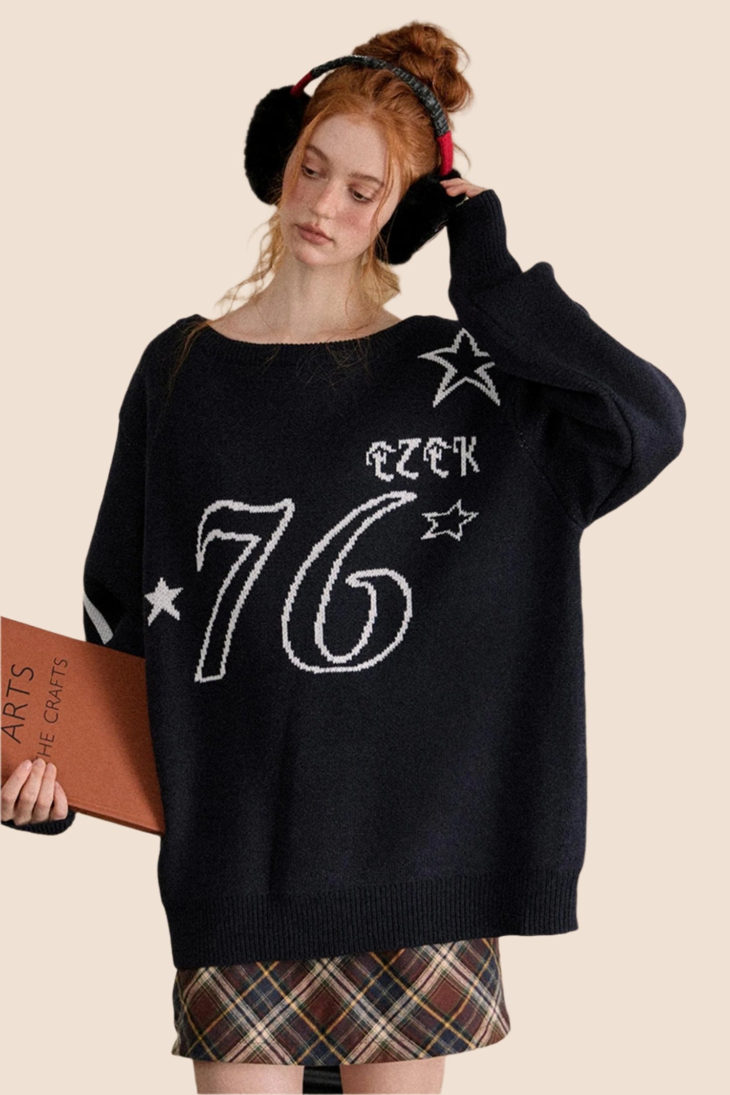 Retro Loose Slant Shoulder Knit Sweater