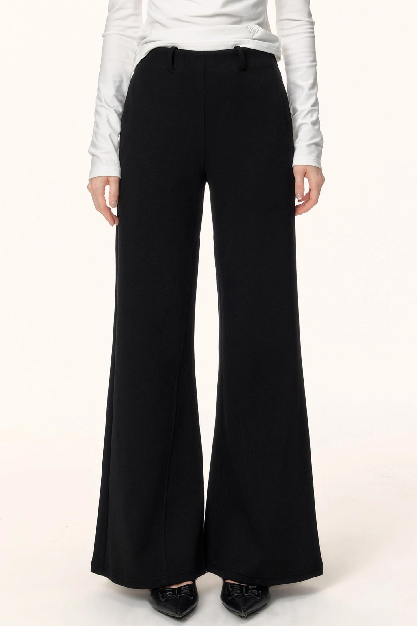 Black Knit Flared Pants