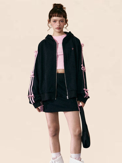 Hooded Sweatshirt and Skirt Set-Up