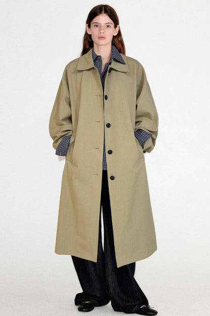 Cotton Brocade Minimal Trench Coat