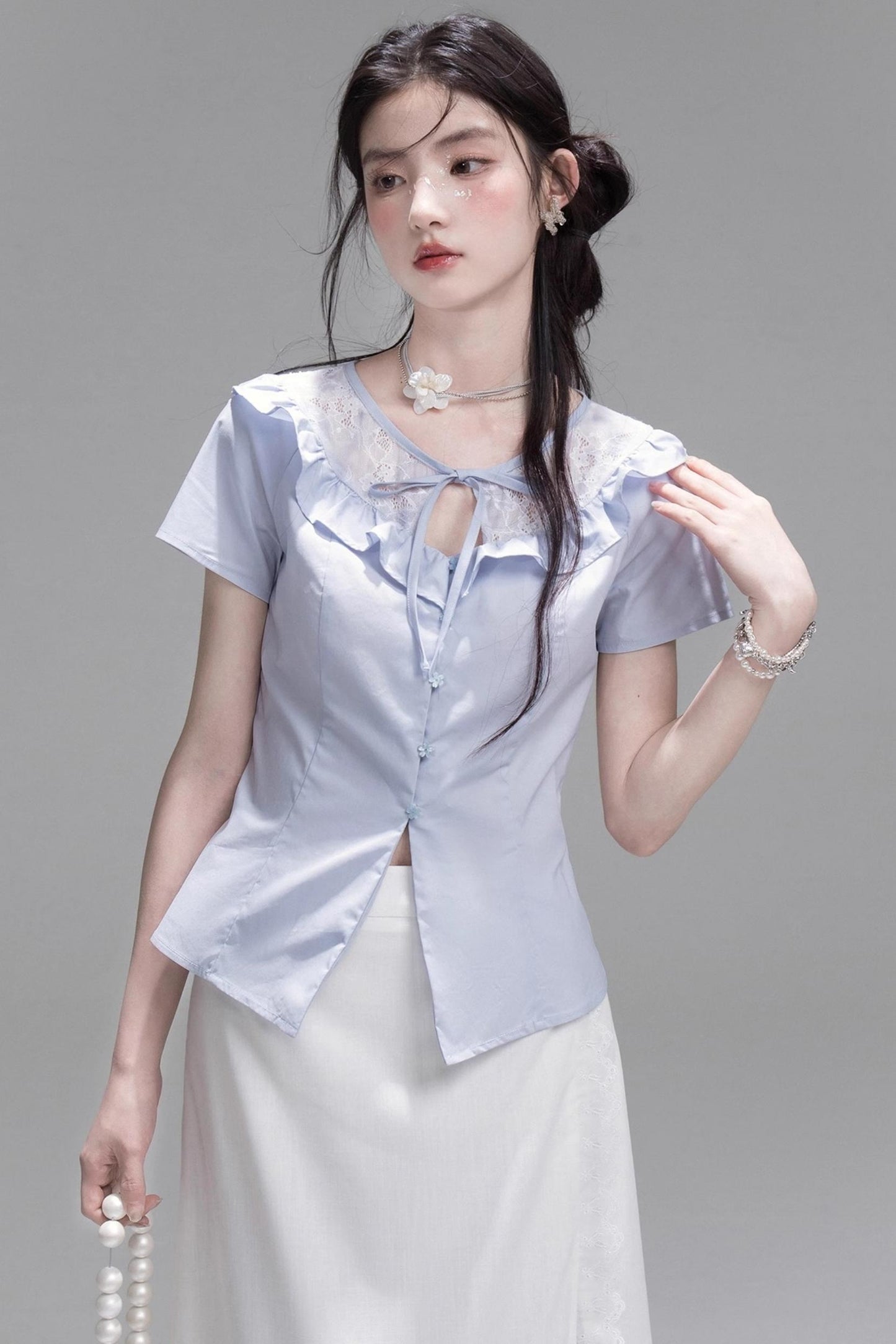 Curve Blue Cotton Shirt