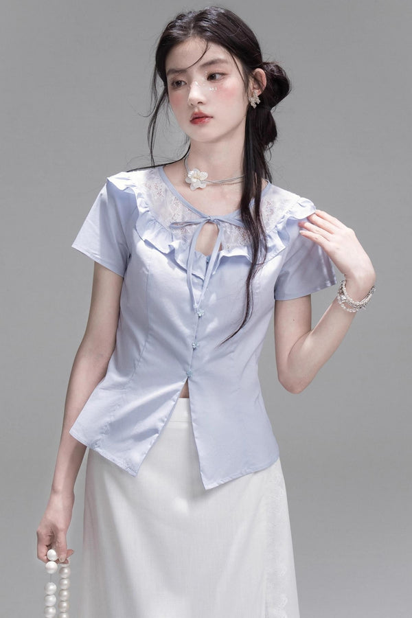 Curve Blue Cotton Shirt