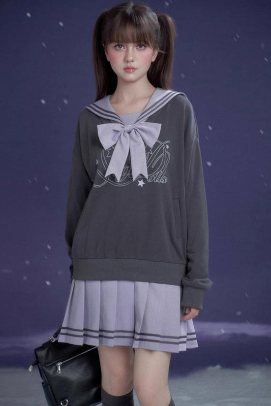 Oxygen Gray-Purple Sailor Dress