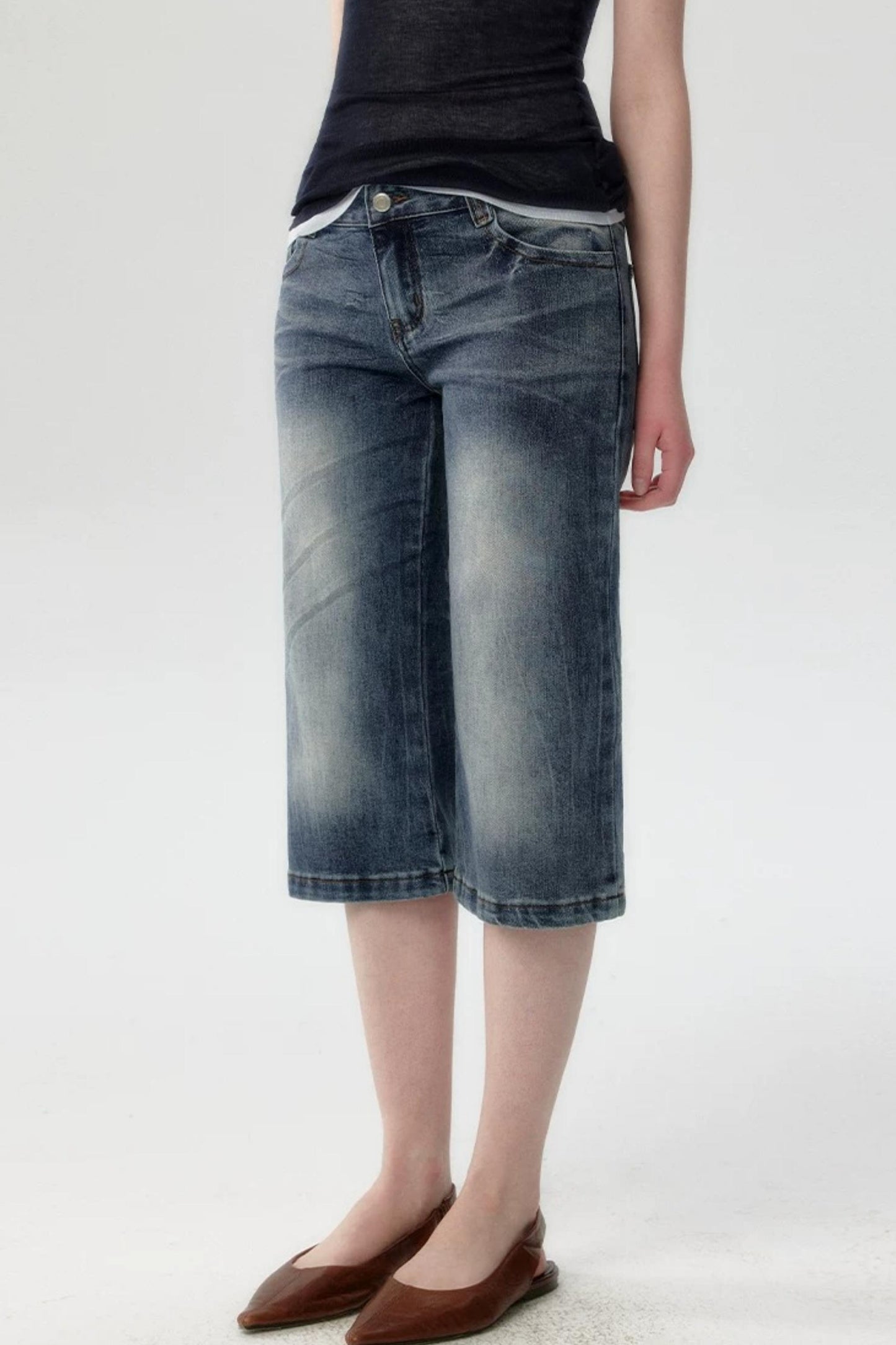 Short in denim lavato retrò