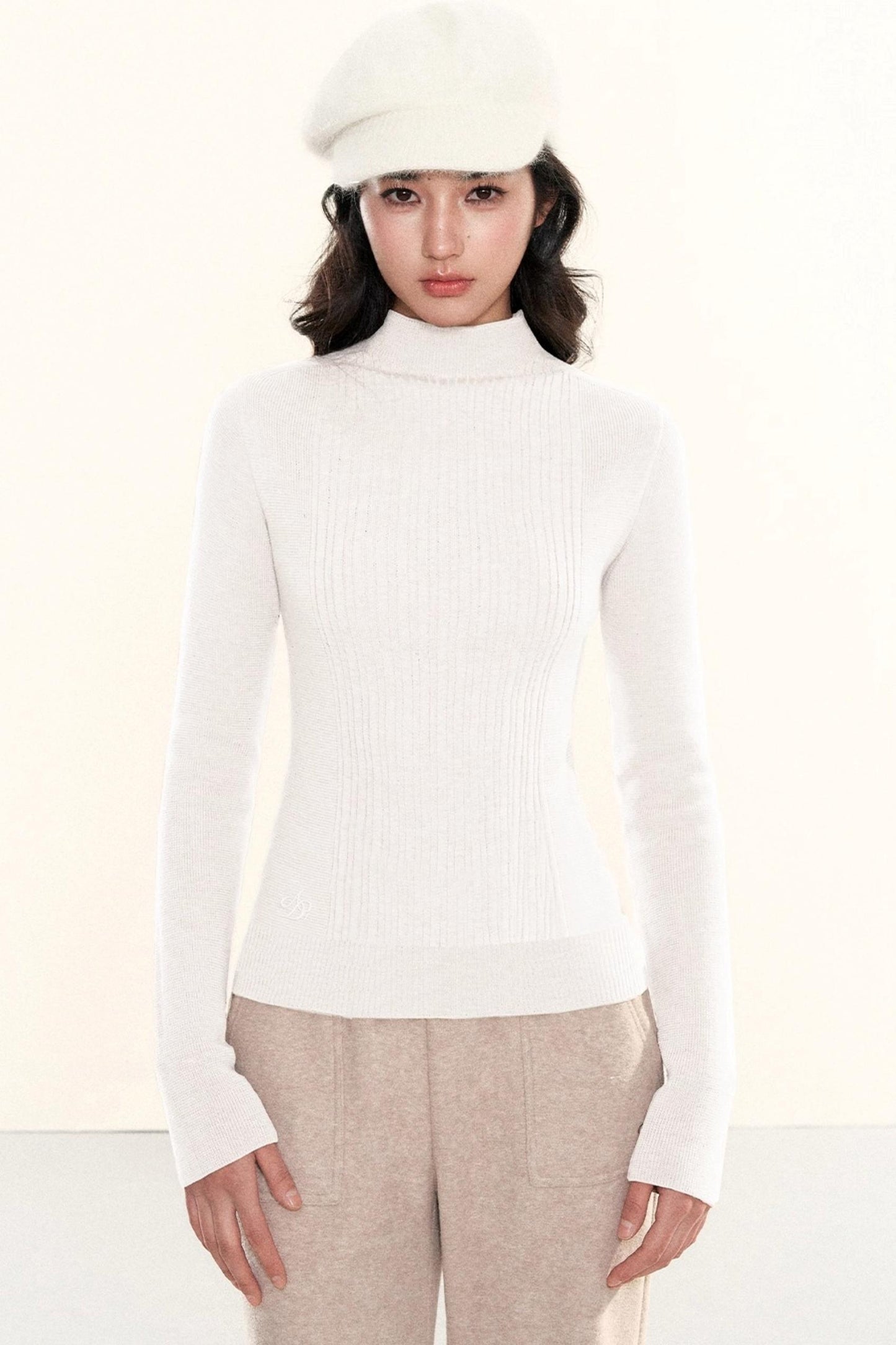 Ribbed Waist-Cinching Knit Sweater