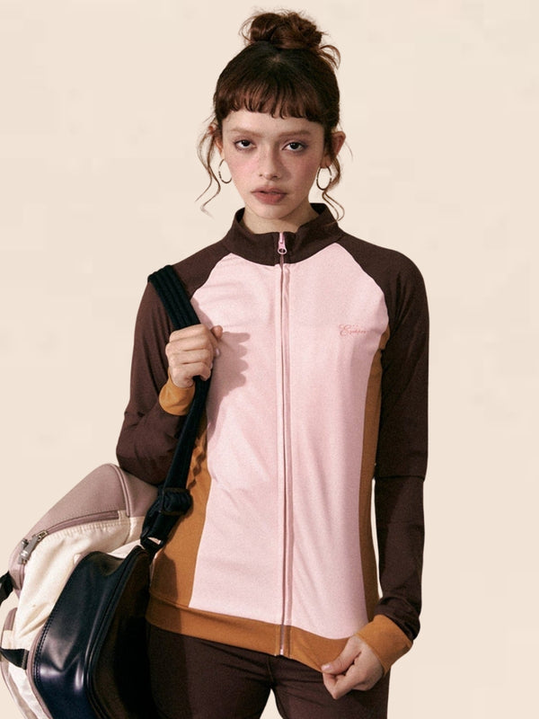 Contrasting Stitching Long-Sleeved Set-Up