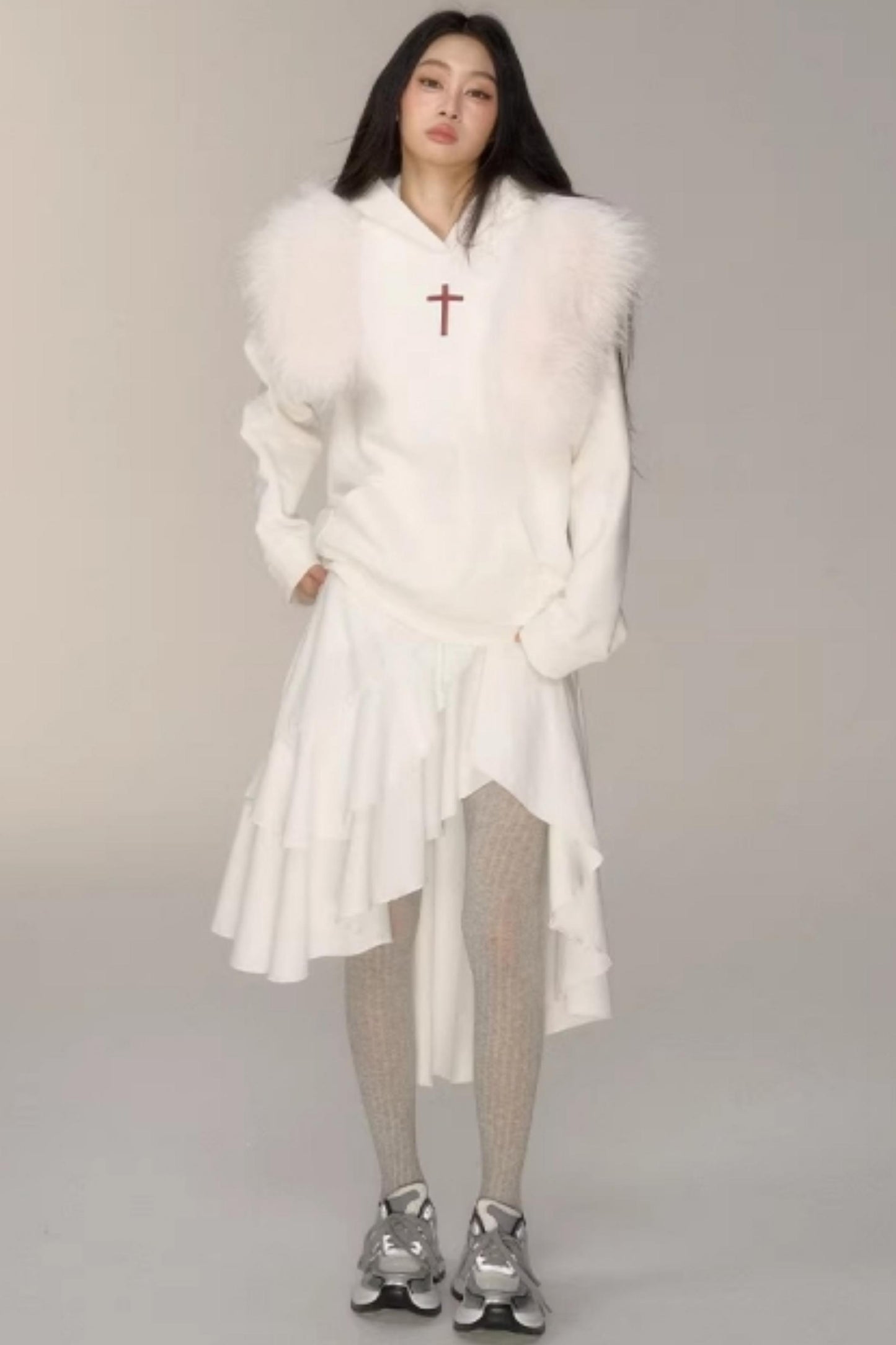 Hooded Rhinestone Fleece Top