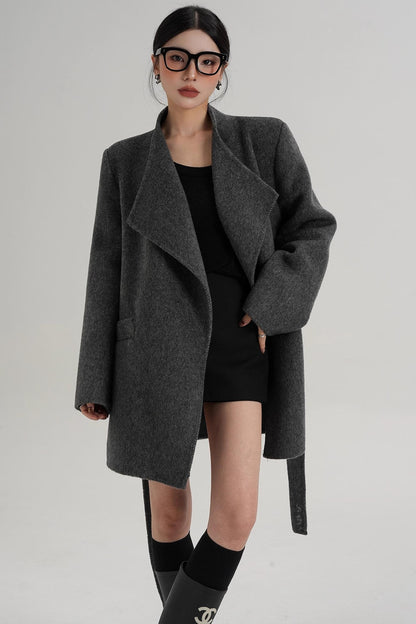 Elegant Wool Bathrobe Coat