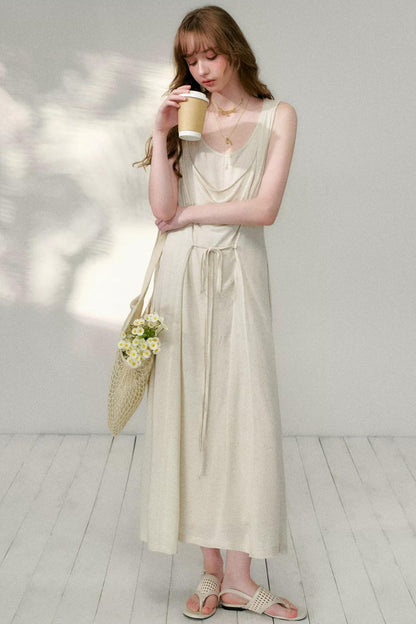 Belted Layered Maxi Dress