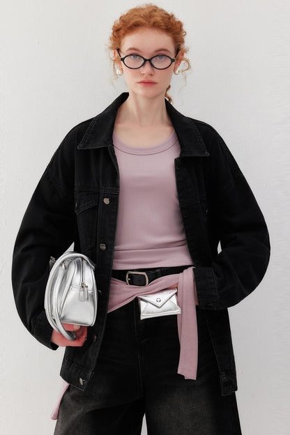 Black Wide Denim Jacket