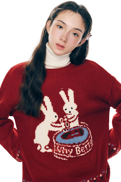 Red Rabbit Knitted Sweater