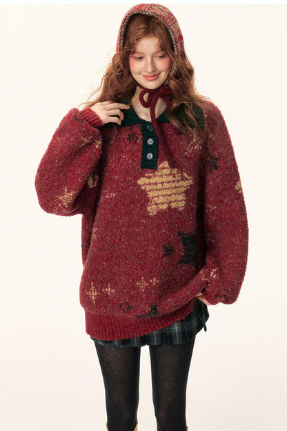 Color-Blocked Star Polo Top