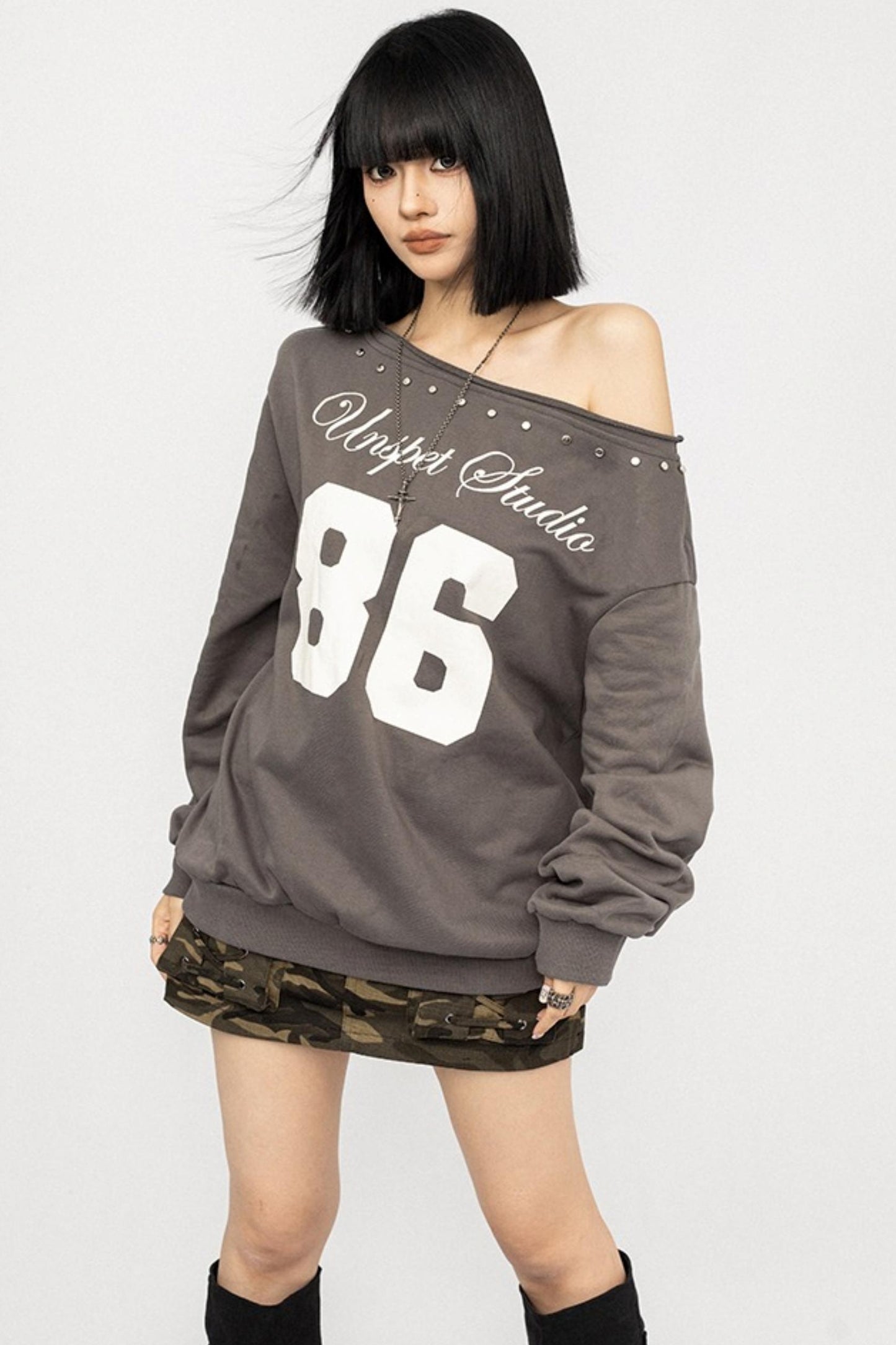 Off-the-Shoulder Long Sleeve T-Shirt