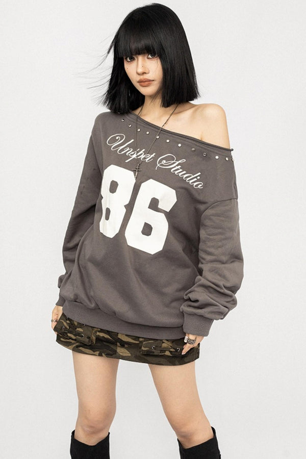 Off-the-Shoulder Long Sleeve T-Shirt