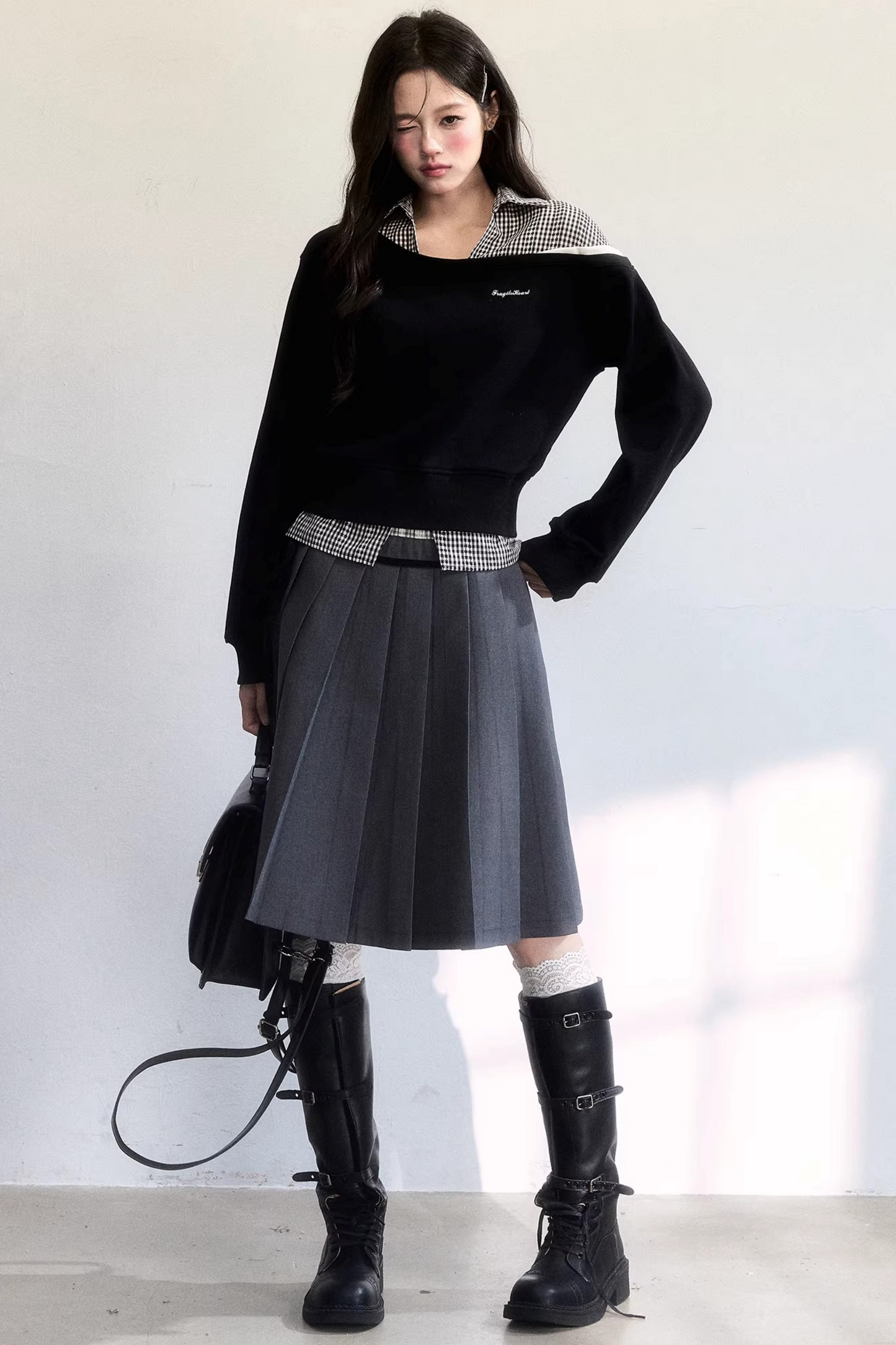 Retro Plaid Pleated Skirt