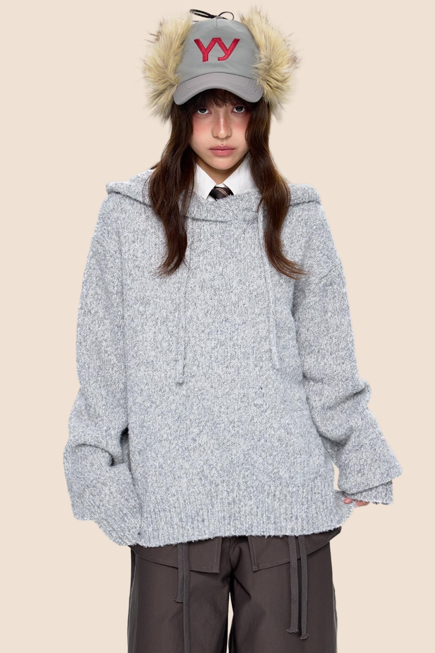 Hooded Knit Sweater Jacket